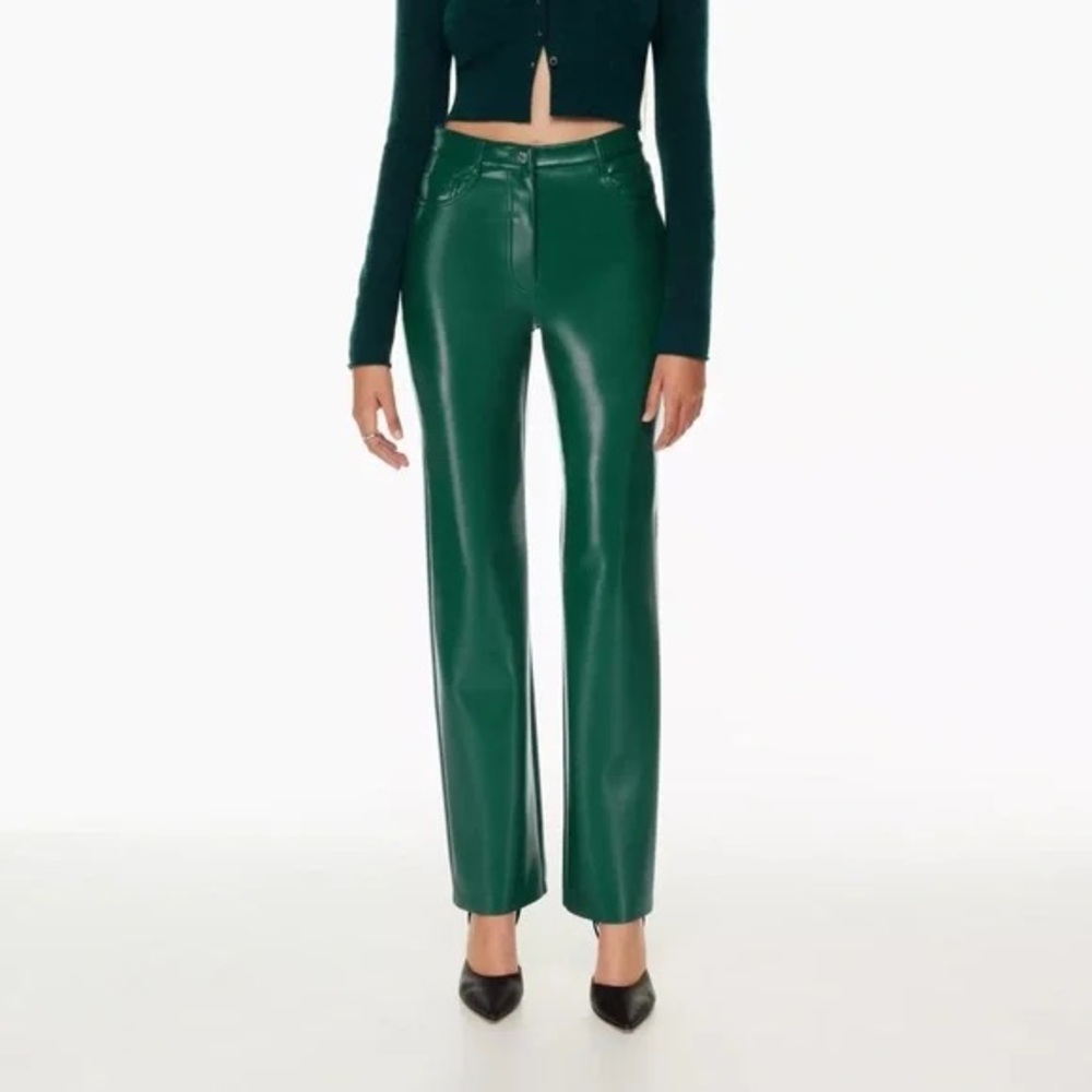 Aritzia Melina leather pants Aventurine green